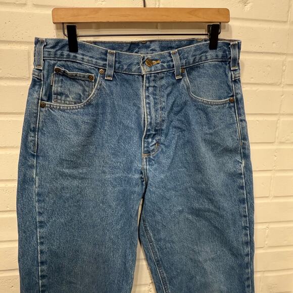 Carhartt Mens B17DST Relaxed Fit Heavyweight Tapered Jeans Blue 33x32 Workwear - Picture 8 of 15